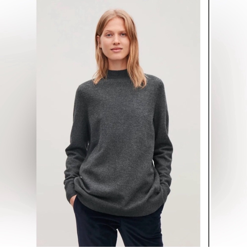 COS 100% Wool Long Sleeve Bow Back Mock Neck Sweater NWT Size Large